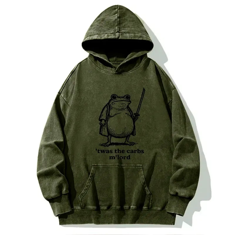 Kyoto-Lion Funny Fat Samurai Frog Washed Hoodie