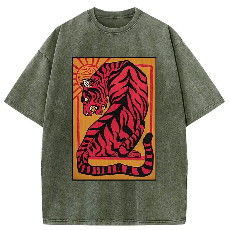 Vintage Washed Tiger Tee for Daily Wear