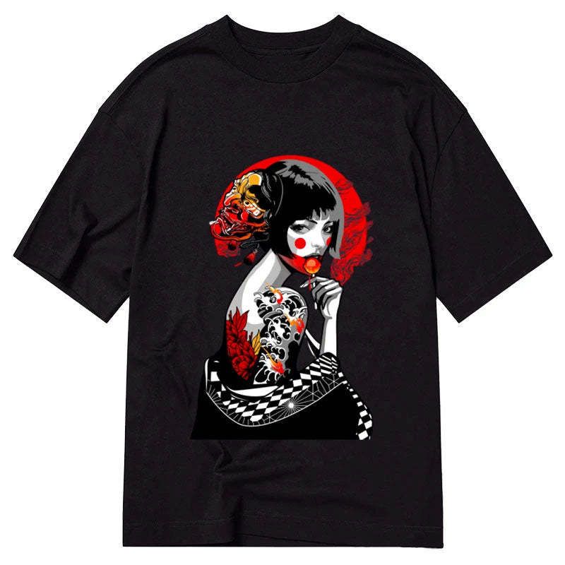 japanese geisha unisex t-shirt for daily wear