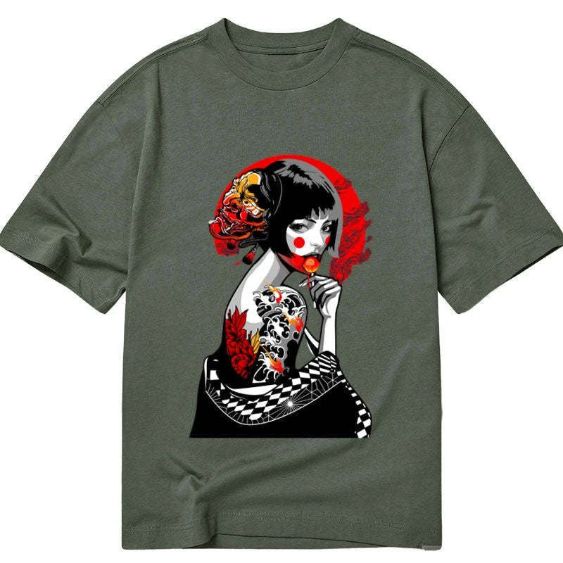 japanese geisha unisex t-shirt for daily wear
