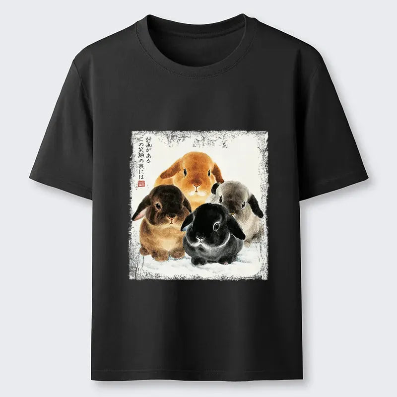 Japanese ink wash rabbit t-shirt
