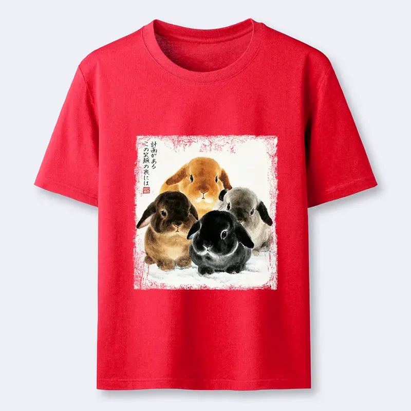 Japanese ink wash rabbit t-shirt