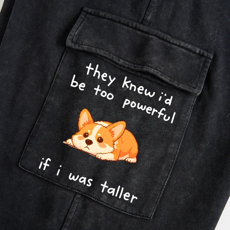 Kyoto-Lion Funny Short Dog Joke Washed Utility Sweatpants