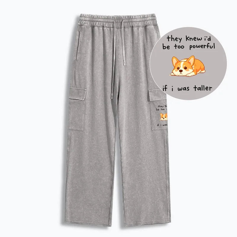 Kyoto-Lion Funny Short Dog Joke Washed Utility Sweatpants