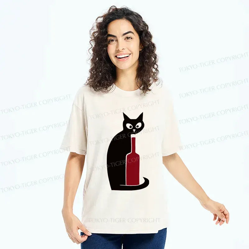 Japanese Vintage Cat Tee for Summer