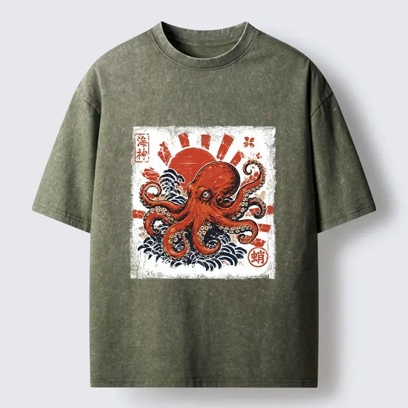 Unisex Japanese Ukiyo-e Octopus Tee
