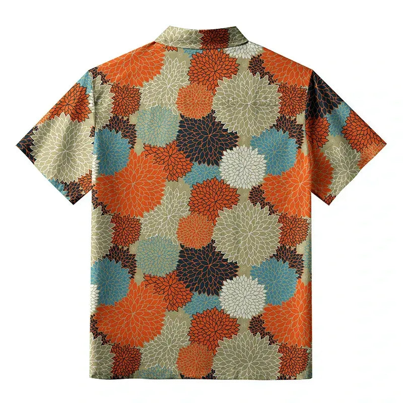 Kyoto-Lion Autumn Flower Symphony Button-up Shirt