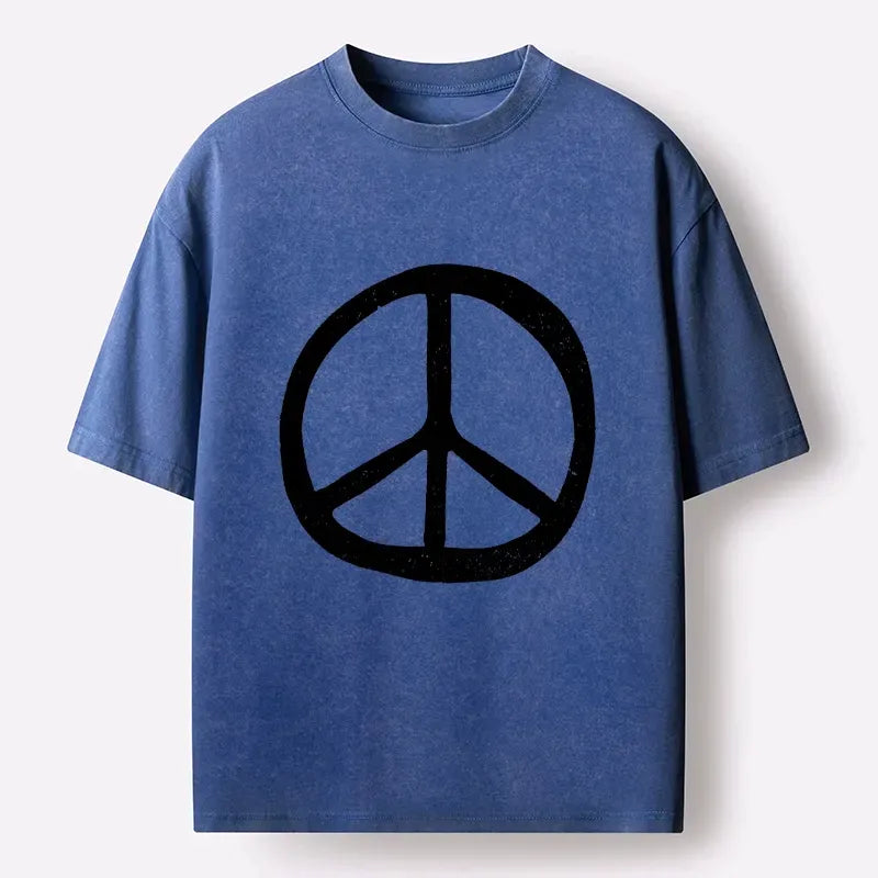 Kyoto-Lion Peace Symbol Washed T-Shirt