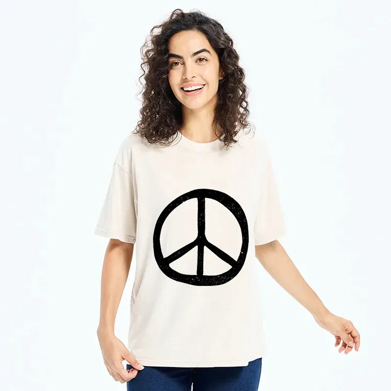 Kyoto-Lion Peace Symbol Washed T-Shirt