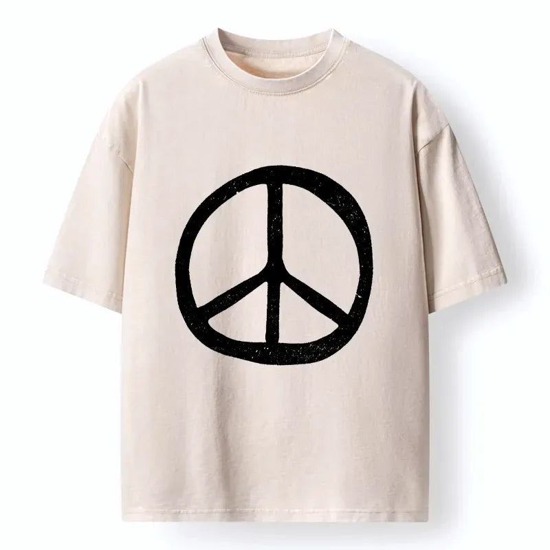 Kyoto-Lion Peace Symbol Washed T-Shirt