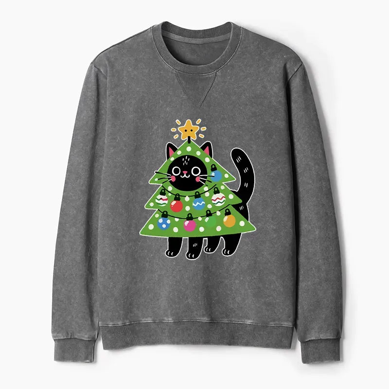 Japanese Christmas Cat Sweatshirt Gift Idea