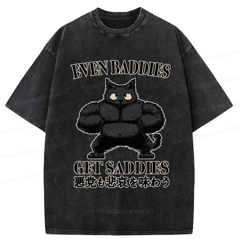 Funny Japanese Washed T-Shirt for Daily Wear