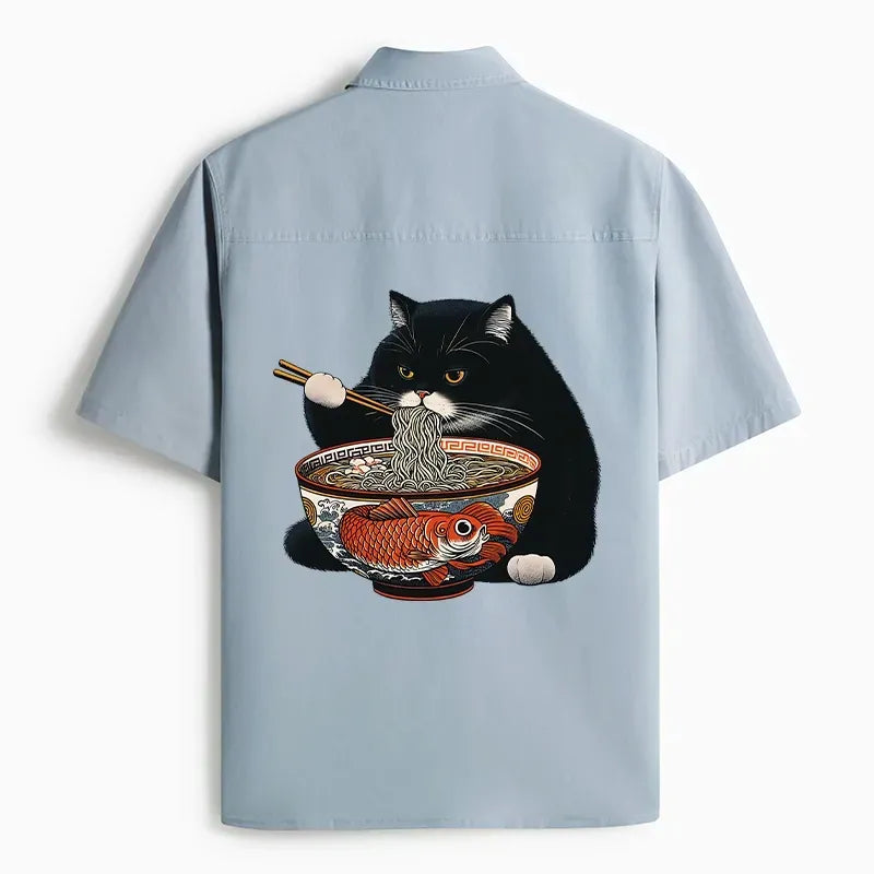 Japanese Fat Cat Ramen Work Shirt