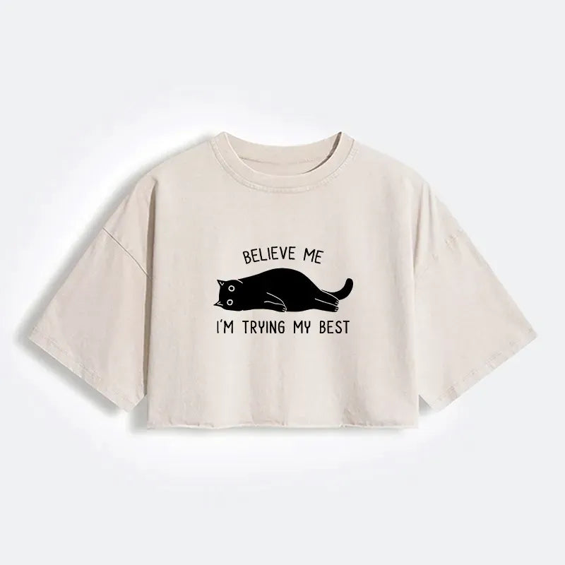 Japanese Washed Crop T-Shirt for Women