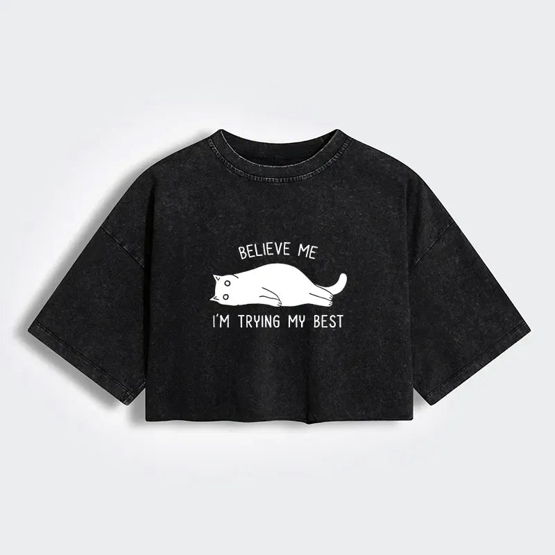 Japanese Washed Crop T-Shirt for Women