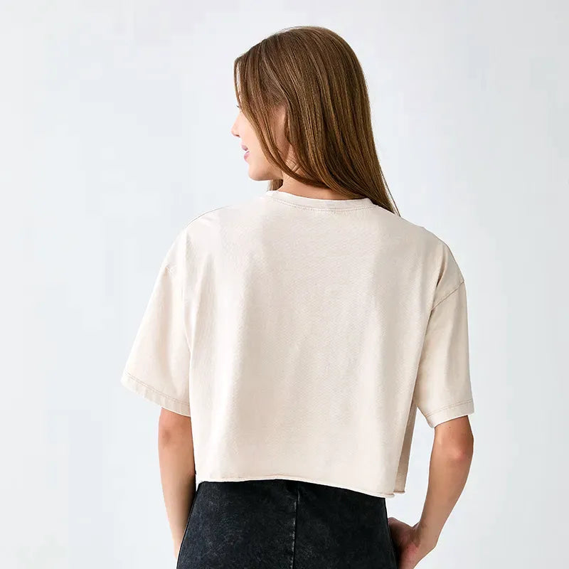Kyoto-Lion When Life Is Hard Nap First Women's Washed Crop T-Shirt