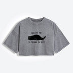 Kyoto-Lion When Life Is Hard Nap First Women's Washed Crop T-Shirt