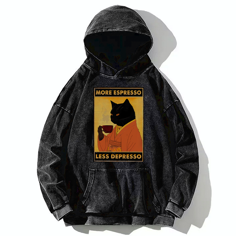 Kyoto-Lion Increase Espresso Decrease Distress Washed Hoodie