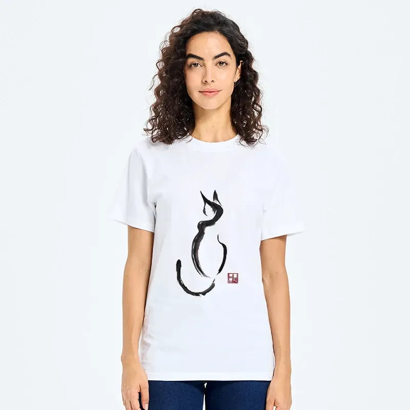 Kyoto-Lion Minimalist Cat Ink Classic T-Shirt