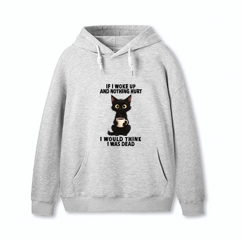 Kyoto-Lion Funny Cute Black Cat And Coffee Meme Classic Hoodie