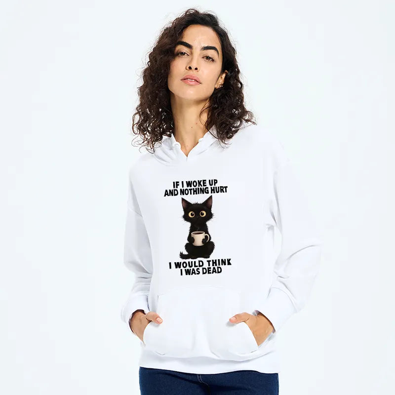 Kyoto-Lion Funny Cute Black Cat And Coffee Meme Classic Hoodie