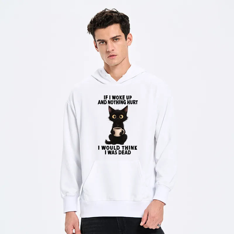 Kyoto-Lion Funny Cute Black Cat And Coffee Meme Classic Hoodie