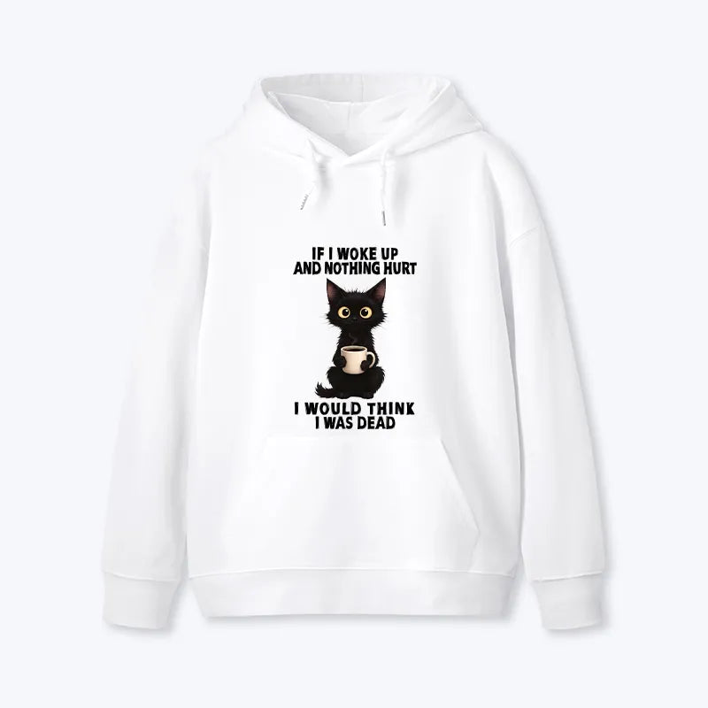 Kyoto-Lion Funny Cute Black Cat And Coffee Meme Classic Hoodie