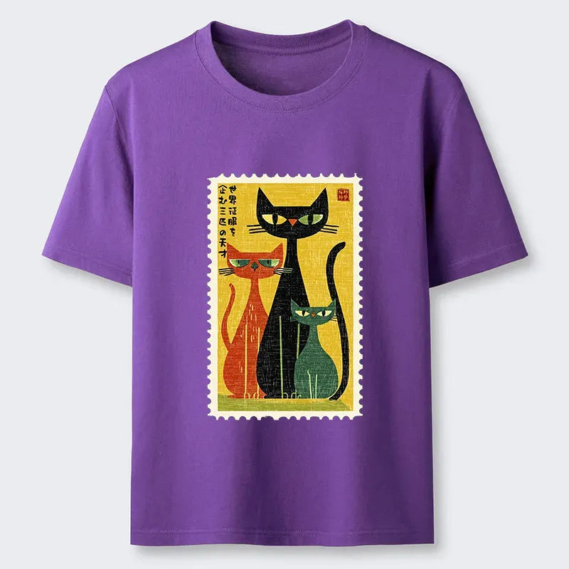 Classic Japanese Cat Poster T-Shirt on Sale