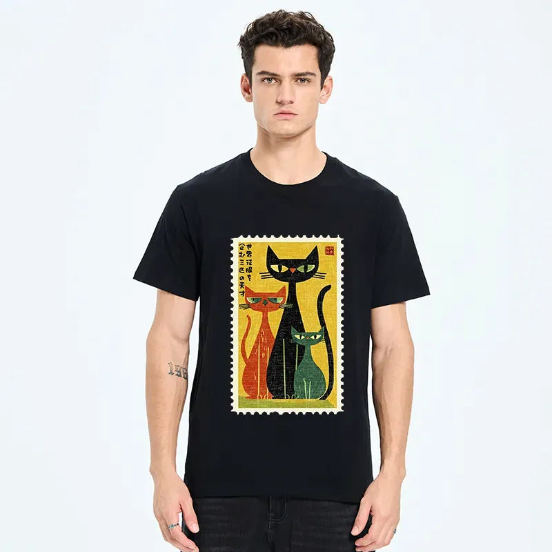 Japanese Cat T-Shirt for Daily Wear