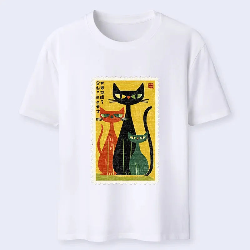 Japanese Cat T-Shirt for Daily Wear