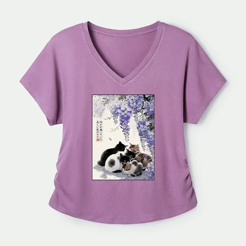 Kyoto-Lion Cats plotting under the wisteria Modal Dolman Sleeve T-Shirt