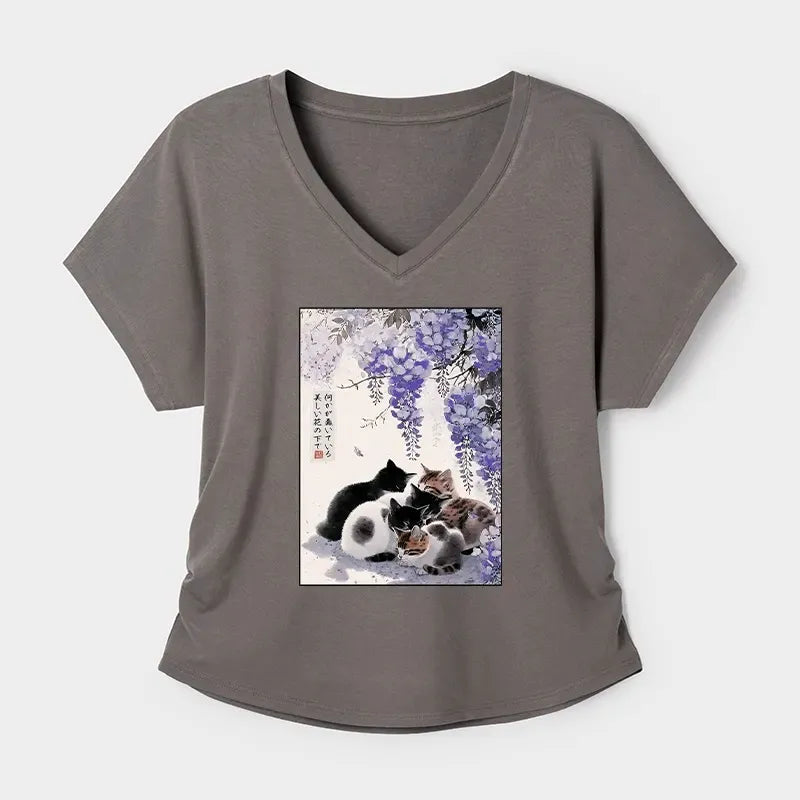 Kyoto-Lion Cats plotting under the wisteria Modal Dolman Sleeve T-Shirt