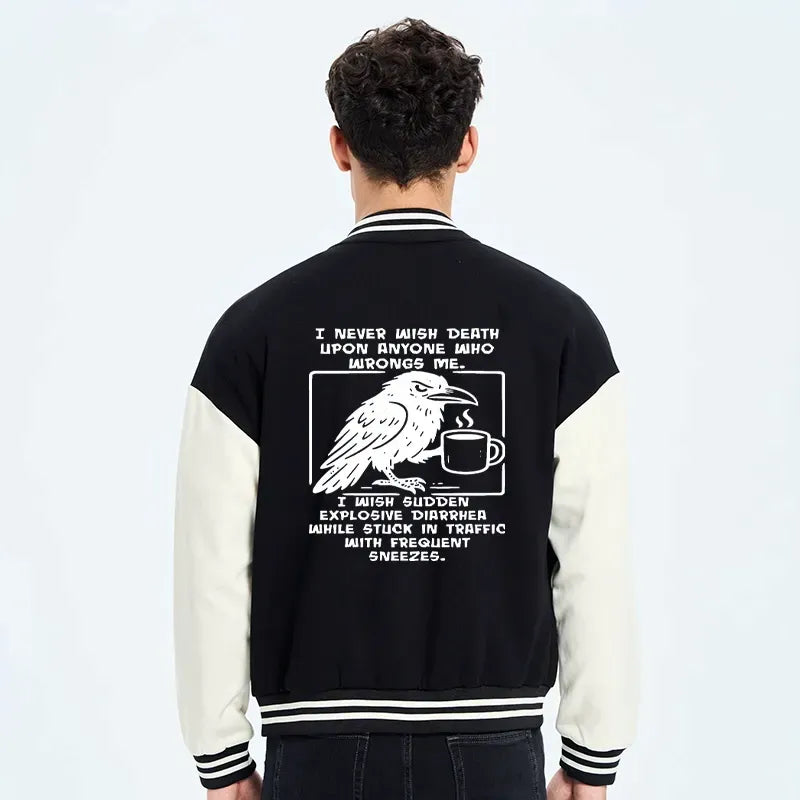 Kyoto-Lion Curse Of The Raven Embroidery Varsity Jacket