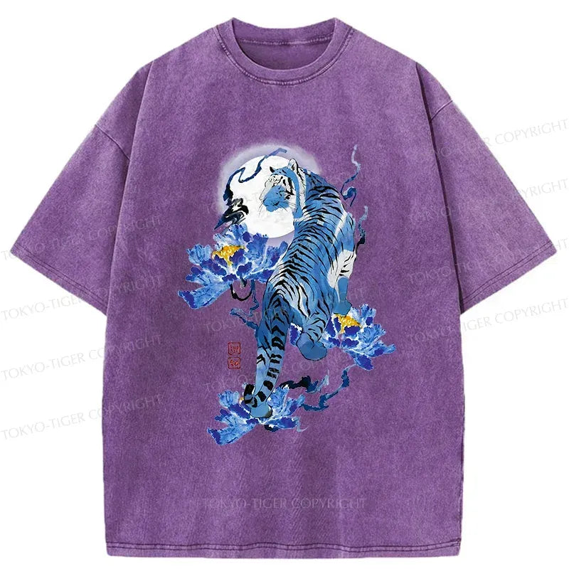 Unisex Blue Tiger T-Shirt for Summer Vacation