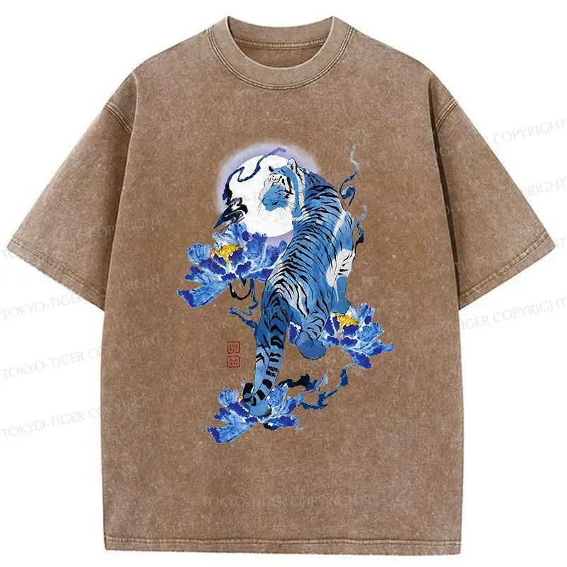 Unisex Blue Tiger T-Shirt for Summer Vacation