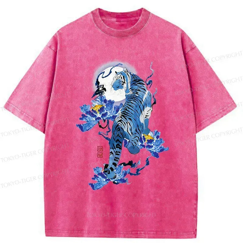 Vintage Japan Blue Tiger T-Shirt for Street Style