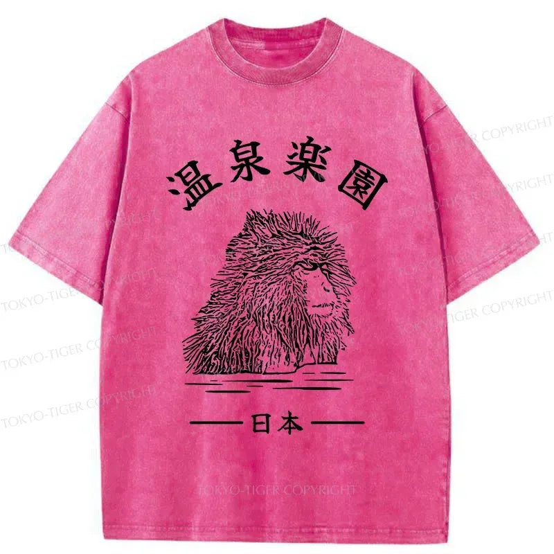 Japanese Hot Spring Monkey Washed T-Shirt