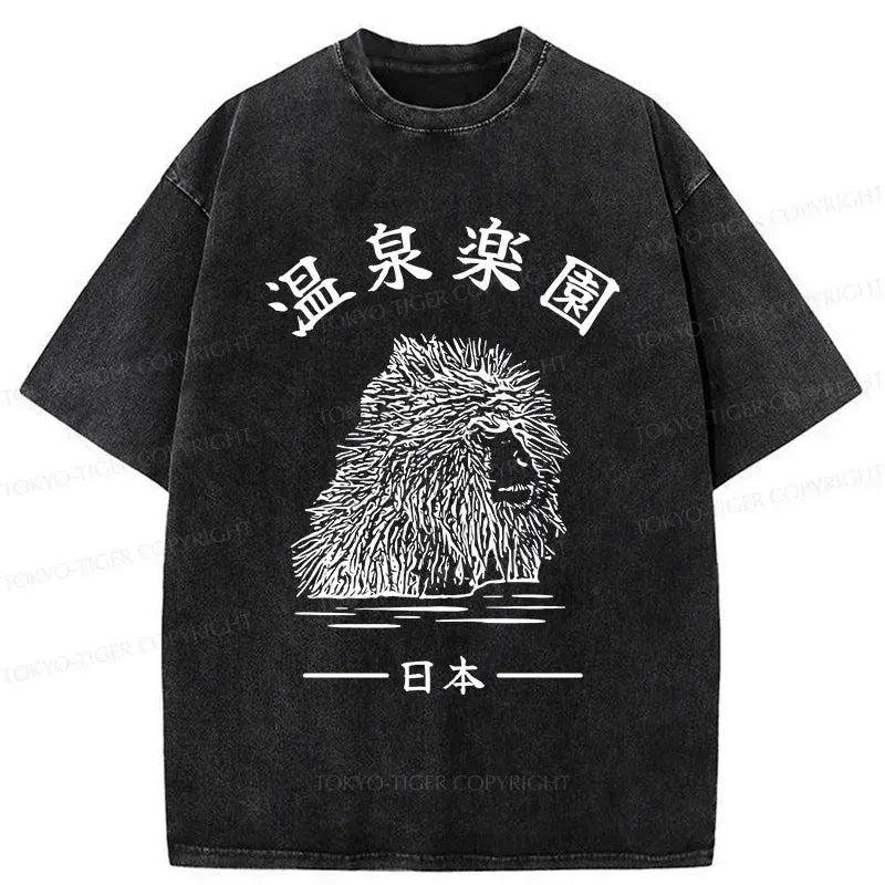 Kyoto-Lion Hot Spring Monkey Washed T-Shirt