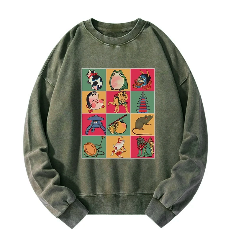 Kyoto-Lion Japanese Characteristic Goods Washed Sweatshirt