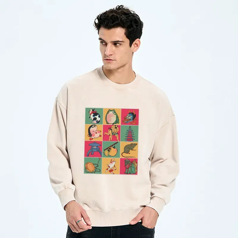 Kyoto-Lion Japanese Characteristic Goods Washed Sweatshirt