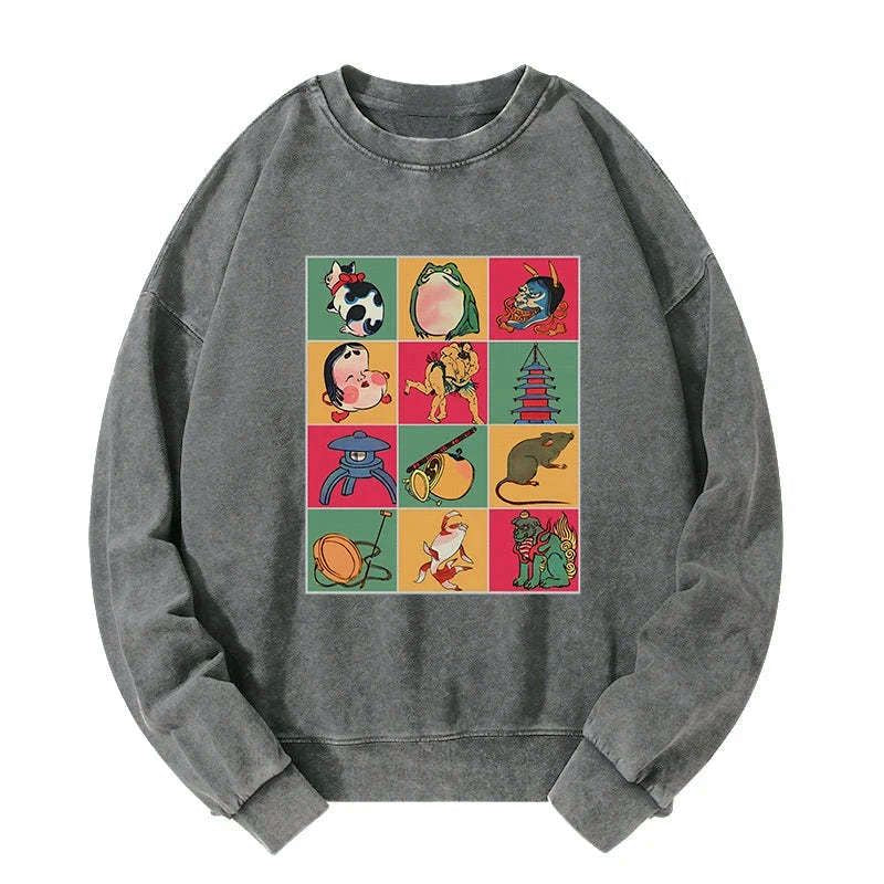 Kyoto-Lion Japanese Characteristic Goods Washed Sweatshirt