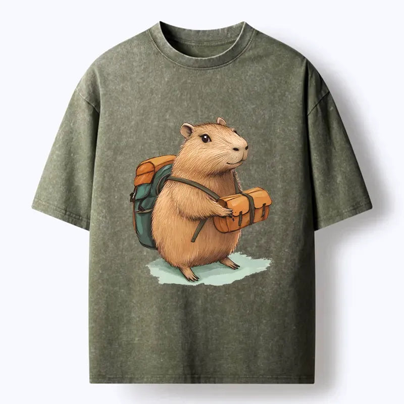 Vintage Japanese Capybara Washed T-Shirt for Summer
