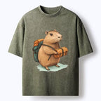 Vintage Japanese Capybara Washed T-Shirt for Summer