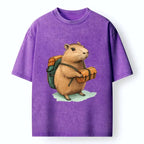 Vintage Japanese Capybara Washed T-Shirt for Summer