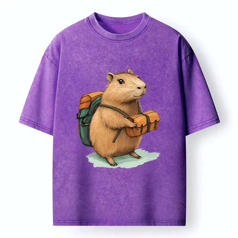 Vintage Japanese Capybara Washed T-Shirt for Summer