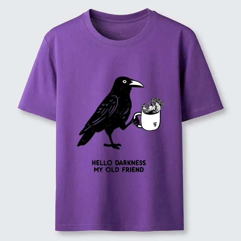 Funny Crow Drinking Coffee T-Shirt