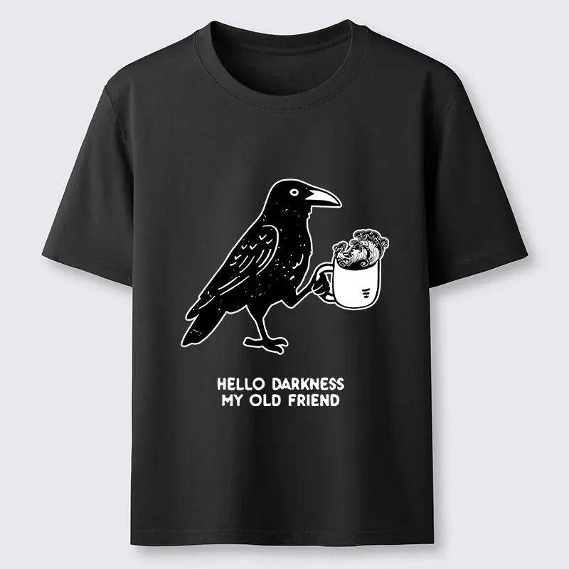 Funny Crow Drinking Coffee T-Shirt
