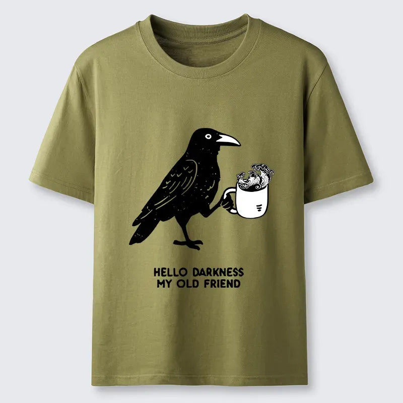 Funny Crow Drinking Coffee T-Shirt