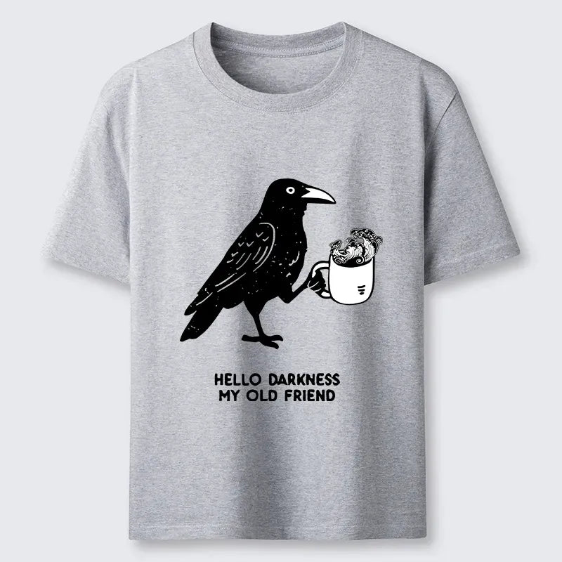 Funny Crow Drinking Coffee T-Shirt