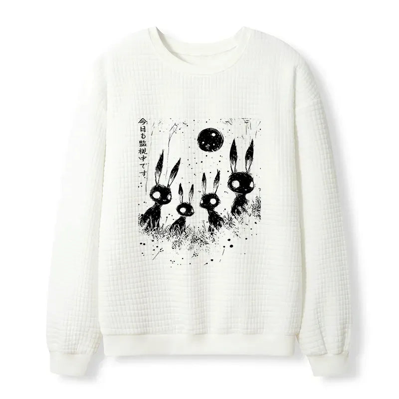 Japanese Rabbit Waffle Sweatshirt for Streetwear